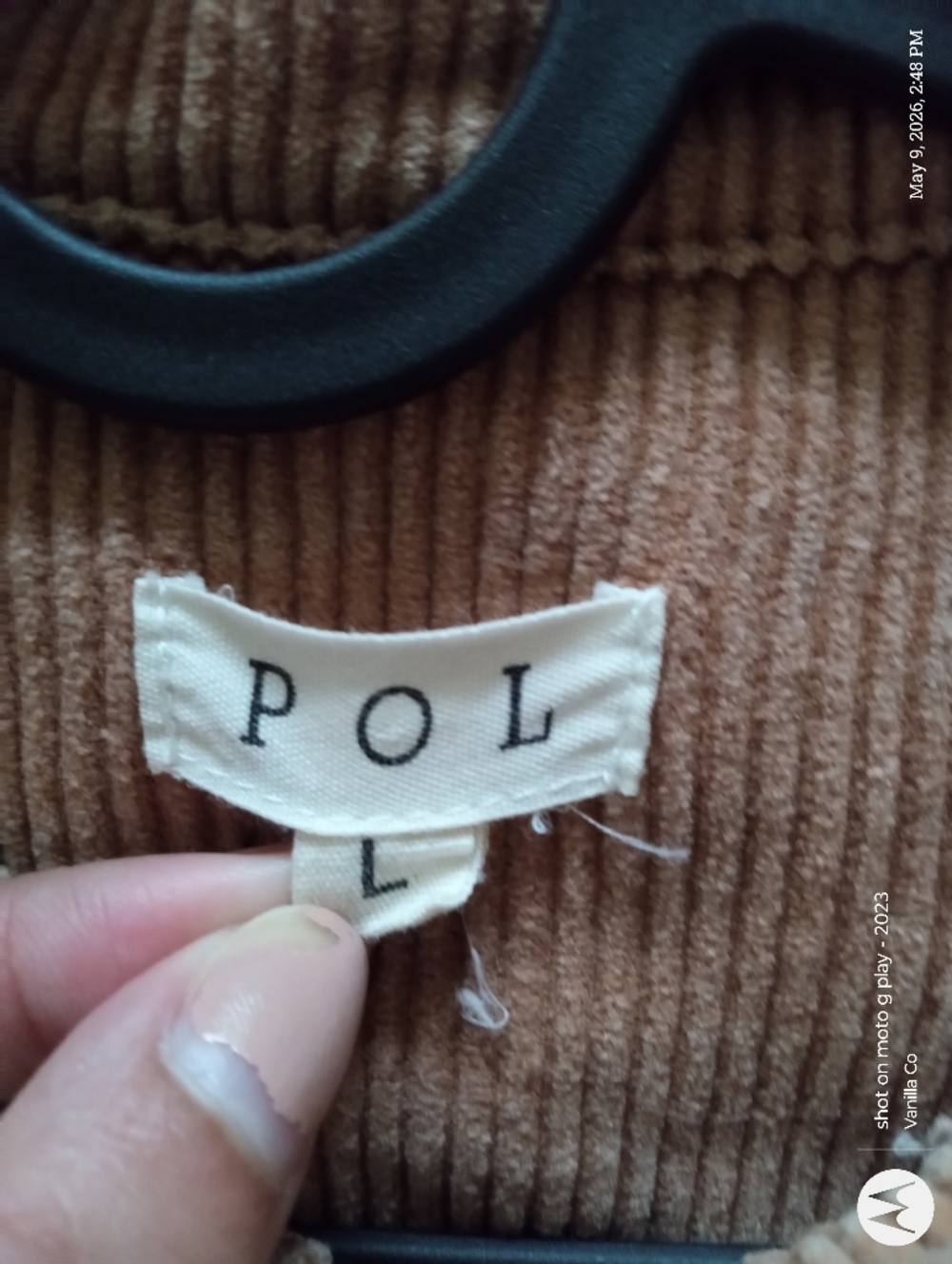 POL Frayed Hem Corduroy Trucker Jacket Teddy Bear Brown Size Large - Picture 3 of 8